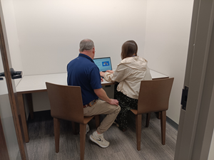 Two people at a table