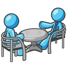 Two characters at a table