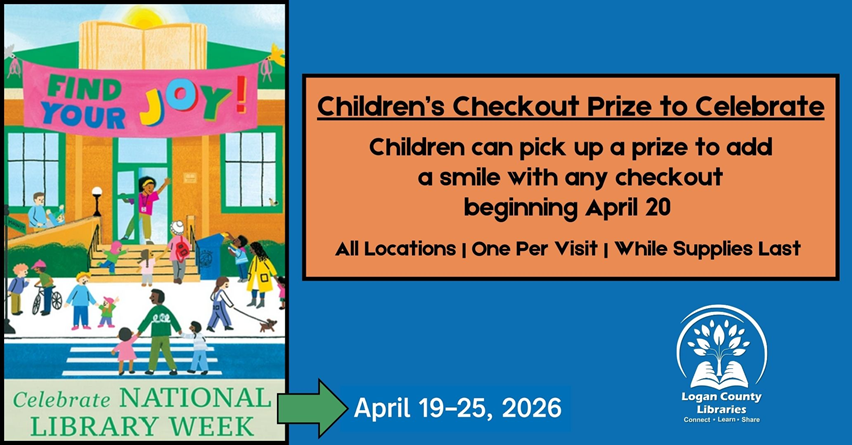 Drawing of front of library with several people walking to the front door.