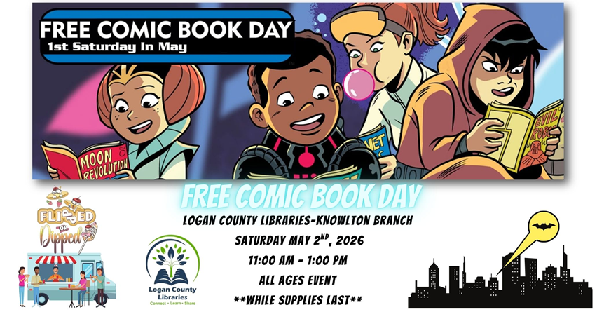 Four young people reading comics.