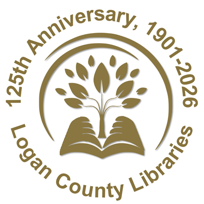 Library logo in gold lettering on white background
