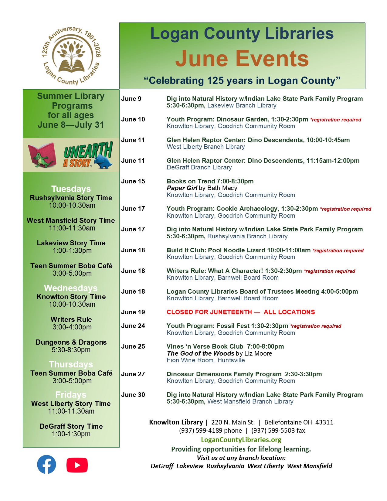 Library events happening in June