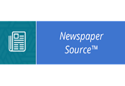 Newspaper Source on blue background