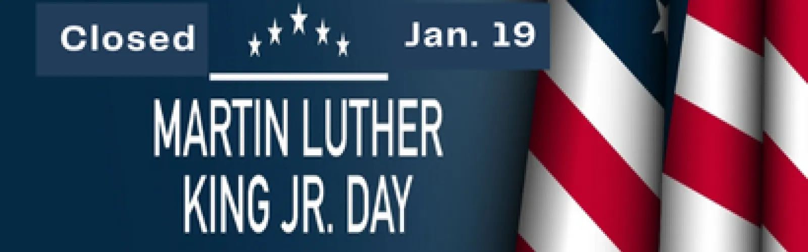 Blue background with American flag vertical on right close up