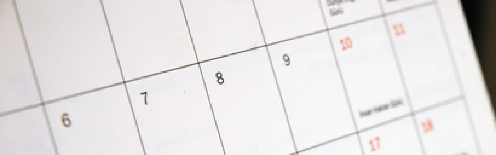 Calendar page up close